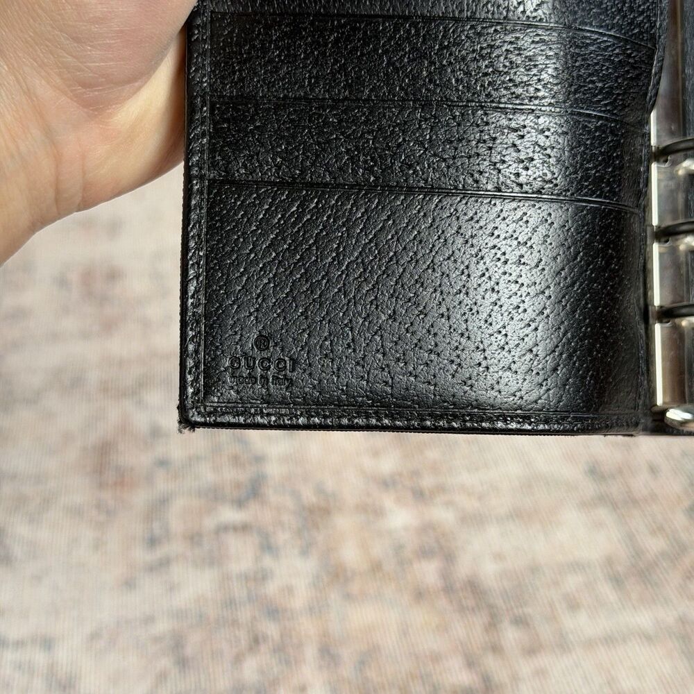 Gucci Pocket Agenda Cover Black Leather Planner Organizer Vintage Made in Italy - Picture 7 of 16